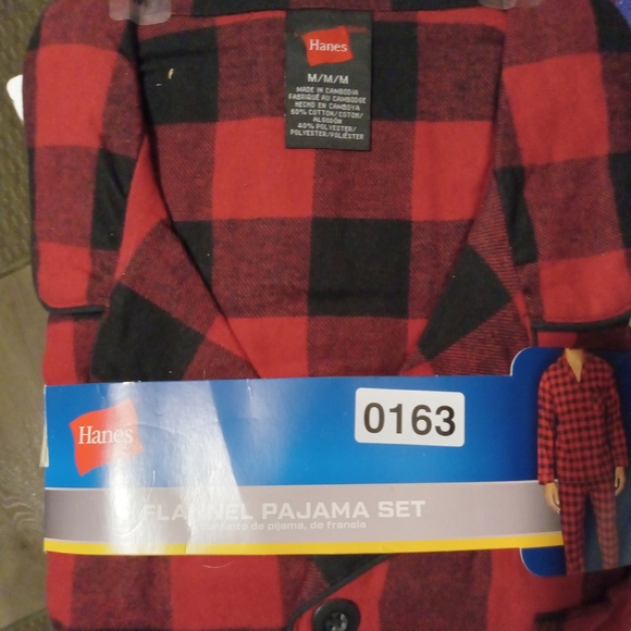 HANES-2PC Flannel Pajama Set Red/Black (Buffalo-Check)-M - Picture 3 of 3